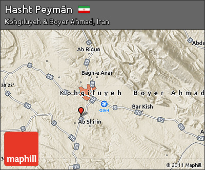 Shaded Relief Map of Hasht Peymān