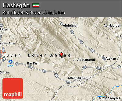 Shaded Relief Map of Hastegān