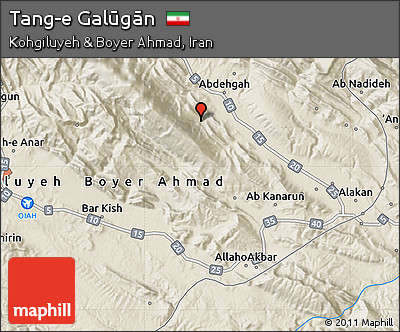 Shaded Relief Map of Tang-e Galūgān