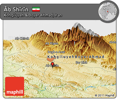 Physical Panoramic Map of Āb Shīrīn