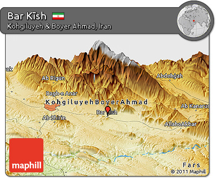 Physical Panoramic Map of Bar Kīsh