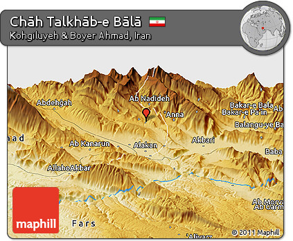Physical Panoramic Map of Chāh Talkhāb-e Bālā