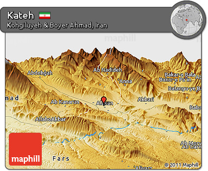 Physical Panoramic Map of Kateh