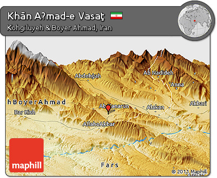 Physical Panoramic Map of Khān Aḩmad-e Vasaţ