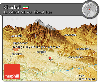 Physical Panoramic Map of Kharbal