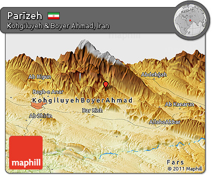 Physical Panoramic Map of Parīzeh