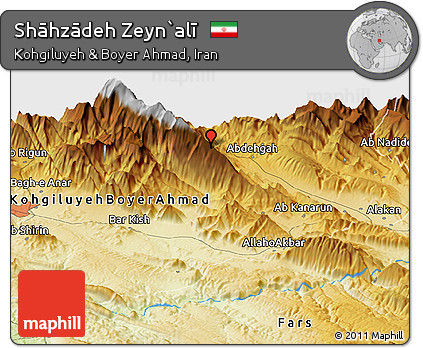 Physical Panoramic Map of Shāhzādeh Zeyn`alī