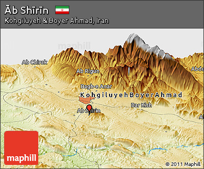 Physical Panoramic Map of Āb Shīrīn