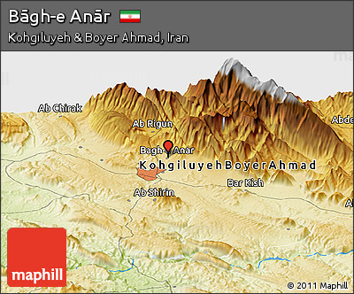 Physical Panoramic Map of Bāgh-e Anār