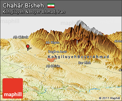 Physical Panoramic Map of Chahār Bīsheh