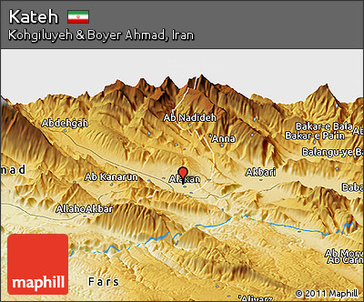 Physical Panoramic Map of Kateh