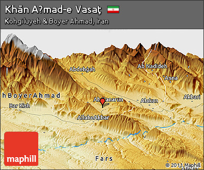 Physical Panoramic Map of Khān Aḩmad-e Vasaţ