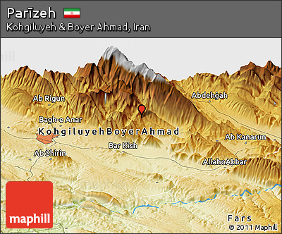 Physical Panoramic Map of Parīzeh