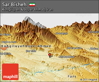 Physical Panoramic Map of Sar Bīsheh