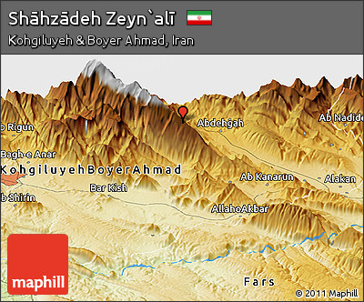 Physical Panoramic Map of Shāhzādeh Zeyn`alī