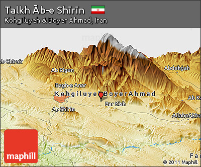 Physical Panoramic Map of Talkh Āb-e Shīrīn