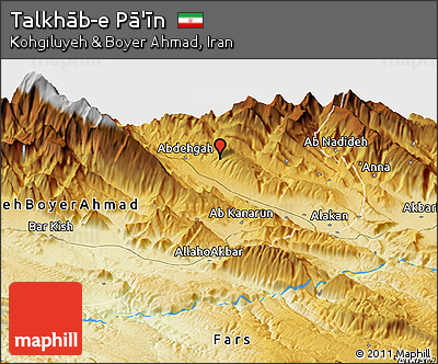 Physical Panoramic Map of Talkhāb-e Pā'īn