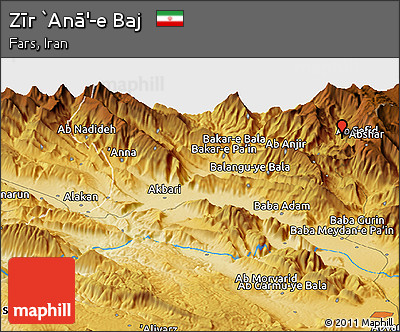 Physical Panoramic Map of Zīr `Anā'-e Baj
