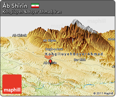 Physical Panoramic Map of Āb Shīrīn