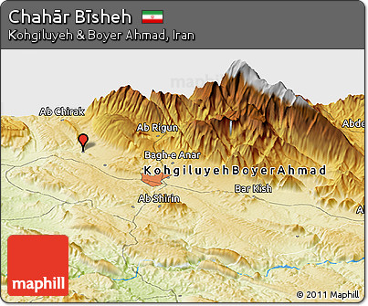 Physical Panoramic Map of Chahār Bīsheh