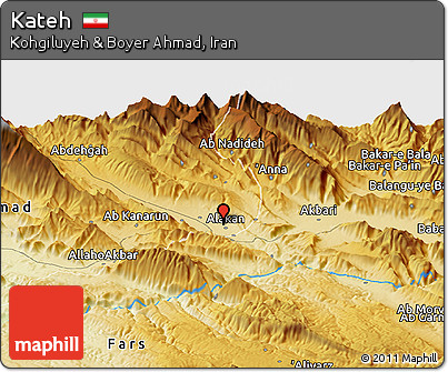Physical Panoramic Map of Kateh
