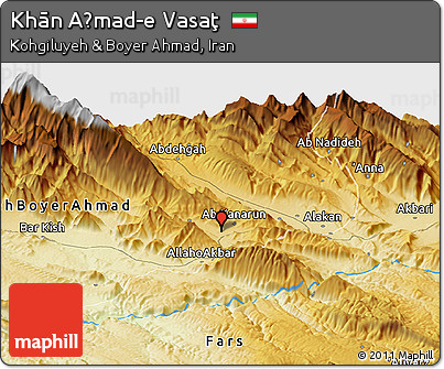 Physical Panoramic Map of Khān Aḩmad-e Vasaţ