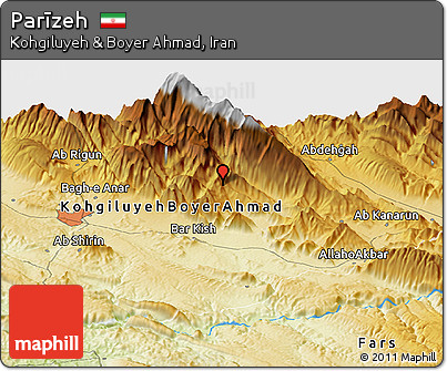 Physical Panoramic Map of Parīzeh