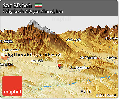 Physical Panoramic Map of Sar Bīsheh