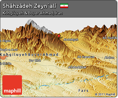 Physical Panoramic Map of Shāhzādeh Zeyn`alī