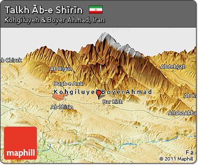 Physical Panoramic Map of Talkh Āb-e Shīrīn