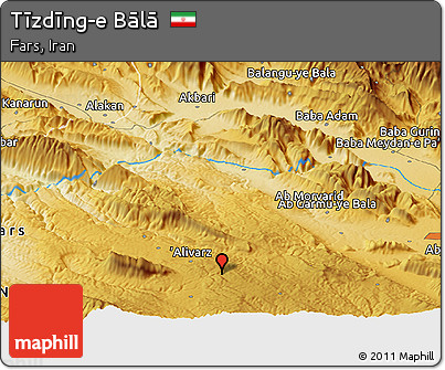Physical Panoramic Map of Tīzdīng-e Bālā