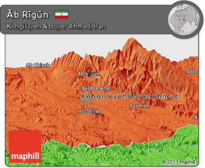 Political Panoramic Map of Āb Rīgūn