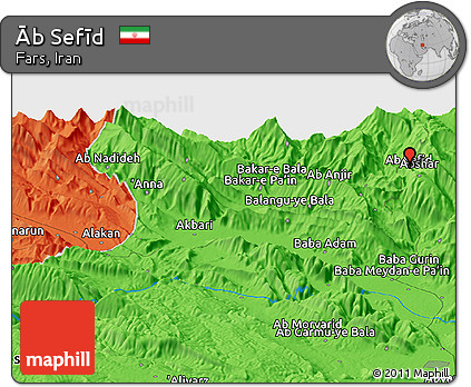 Political Panoramic Map of Āb Sefīd