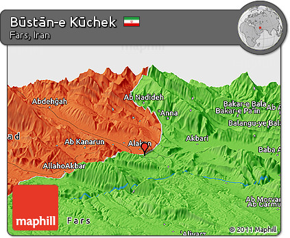 Political Panoramic Map of Būstān-e Kūchek