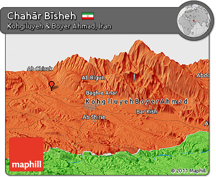 Political Panoramic Map of Chahār Bīsheh