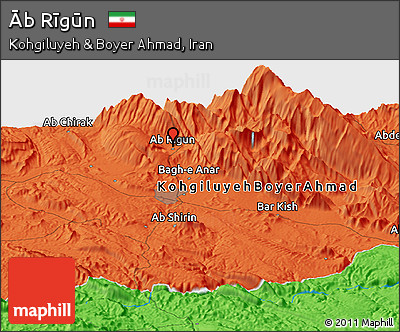 Political Panoramic Map of Āb Rīgūn
