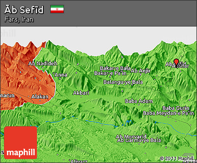 Political Panoramic Map of Āb Sefīd