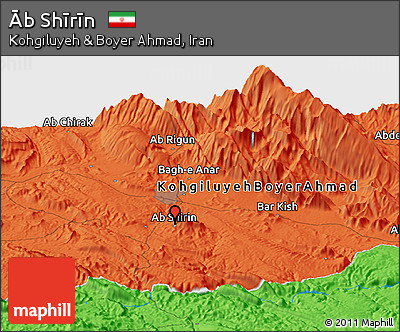 Political Panoramic Map of Āb Shīrīn