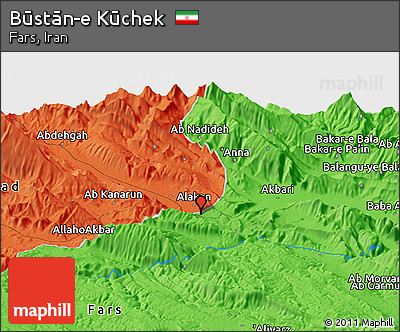 Political Panoramic Map of Būstān-e Kūchek