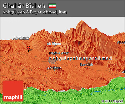 Political Panoramic Map of Chahār Bīsheh