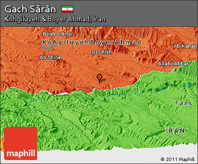 Political Panoramic Map of Gach Sārān