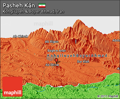 Political Panoramic Map of Pasheh Kān
