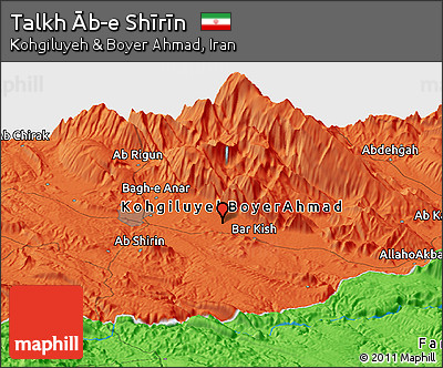 Political Panoramic Map of Talkh Āb-e Shīrīn