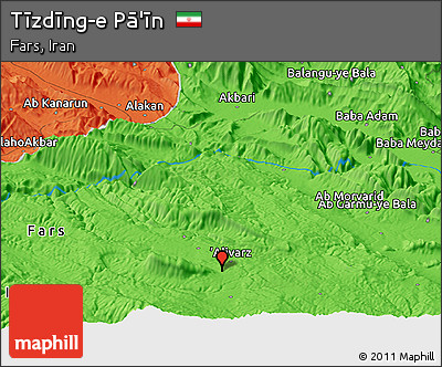 Political Panoramic Map of Tīzdīng-e Pā'īn