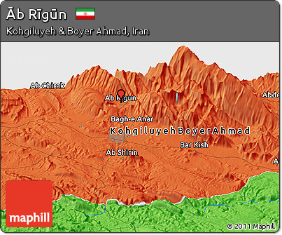 Political Panoramic Map of Āb Rīgūn