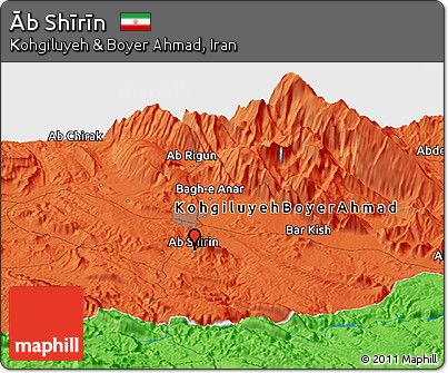 Political Panoramic Map of Āb Shīrīn
