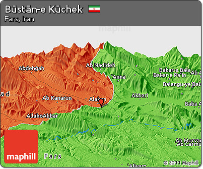 Political Panoramic Map of Būstān-e Kūchek
