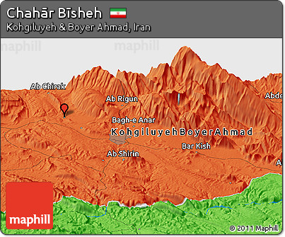 Political Panoramic Map of Chahār Bīsheh