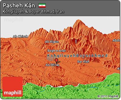 Political Panoramic Map of Pasheh Kān