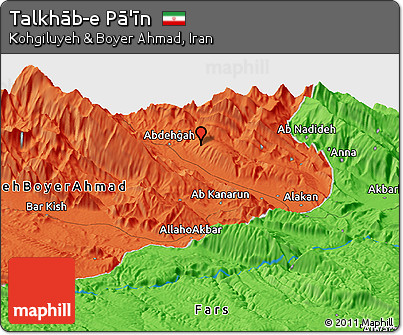 Political Panoramic Map of Talkhāb-e Pā'īn